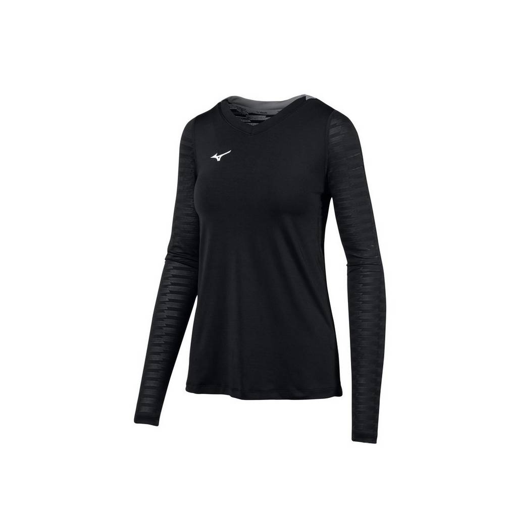 Womens Mizuno United Long Sleeve Jersey Black Philippines (WUQPFC426)